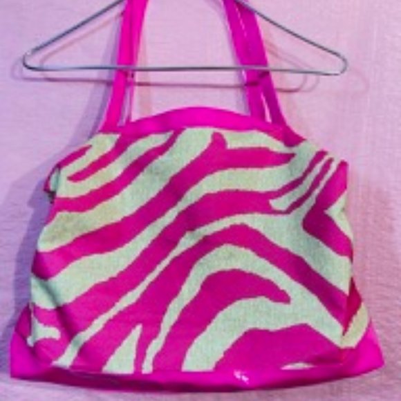 *Valentines~Spring Safari~Hot Pink~Canvas Zebra Striped~CarryOn~Weekender Tote - Picture 3 of 8